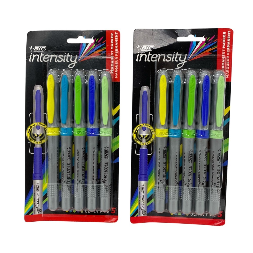 2 Packs BIC Intensity Permanent Markers Ultra Fine Point 5 Count Assorted